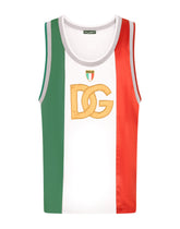 Satin tank top with DG logo and patch -  | Dolce & Gabbana