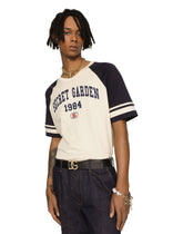 Two-tone cotton T-shirt with print -  | Dolce &amp; Gabbana