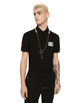Cotton piqué polo-shirt with DG embroidery -  | Dolce & Gabbana
