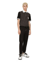 Printed cotton piqué polo-shirt with DG patch -  | Dolce & Gabbana