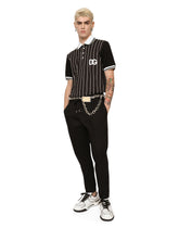 Printed cotton piqué polo-shirt with DG patch -  | Dolce & Gabbana