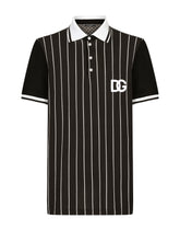 Printed cotton piqué polo-shirt with DG patch -  | Dolce & Gabbana