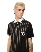 Printed cotton piqué polo-shirt with DG patch -  | Dolce & Gabbana