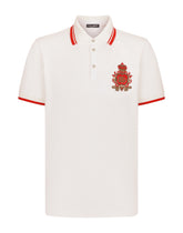 Cotton piqué polo-shirt with heraldic patch -  | Dolce &amp; Gabbana