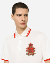 Cotton piqué polo-shirt with heraldic patch -  | Dolce &amp; Gabbana