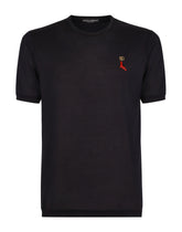 Silk jersey T-shirt with DG and coral embellishment -  | Dolce & Gabbana