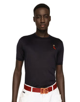 Silk jersey T-shirt with DG and coral embellishment -  | Dolce & Gabbana