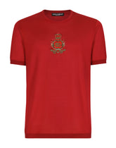 Silk jersey T-shirt with heraldic DG patch -  | Dolce & Gabbana