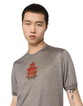 Silk jersey T-shirt with heraldic DG patch -  | Dolce &amp; Gabbana