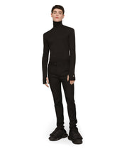 High-necked technical jersey T-shirt with DG patch -  | Dolce & Gabbana