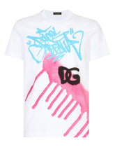 Cotton T-shirt with spray-paint graffiti print -  | Dolce & Gabbana