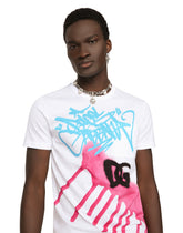 Cotton T-shirt with spray-paint graffiti print -  | Dolce & Gabbana
