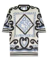Short-sleeved silk T-shirt with Marina print -  | Dolce & Gabbana