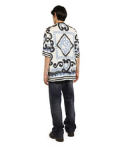 Short-sleeved silk T-shirt with Marina print -  | Dolce & Gabbana