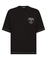 Short-sleeved cotton T-shirt with embroidered logo -  | Dolce & Gabbana