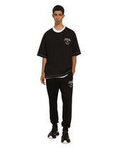 Short-sleeved cotton T-shirt with embroidered logo -  | Dolce & Gabbana