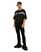 Cotton round-neck T-shirt with 3D patch -  | Dolce & Gabbana