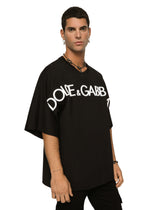 Cotton round-neck T-shirt with 3D patch -  | Dolce & Gabbana