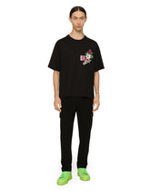 Cotton round-neck T-shirt with Hawaiian print -  | Dolce & Gabbana