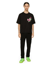 Cotton round-neck T-shirt with Hawaiian print -  | Dolce & Gabbana