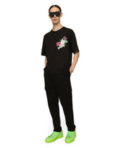 Cotton round-neck T-shirt with Hawaiian print -  | Dolce & Gabbana