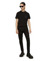 Cotton round-neck T-shirt with DG embroidery -  | Dolce &amp; Gabbana