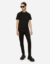 Cotton round-neck T-shirt with DG embroidery -  | Dolce &amp; Gabbana