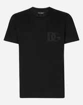 Cotton round-neck T-shirt with DG embroidery -  | Dolce &amp; Gabbana