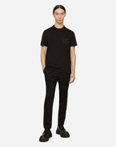 Cotton round-neck T-shirt with DG embroidery -  | Dolce &amp; Gabbana