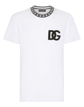 Cotton round-neck T-shirt with DG embroidery -  | Dolce &amp; Gabbana