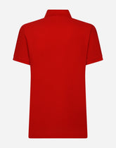 Cotton piqué polo-shirt with branded tag -  | Dolce &amp; Gabbana
