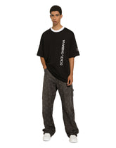 Short-sleeved T-shirt with vertical logo print -  | Dolce &amp; Gabbana