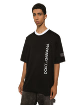 Short-sleeved T-shirt with vertical logo print -  | Dolce &amp; Gabbana