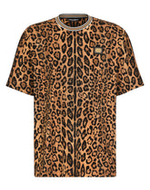 Round-neck T-shirt with leopard-print Crespo and tag -  | Dolce &amp; Gabbana