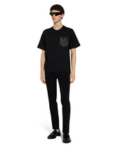 Cotton T-shirt with leather breast pocket and logo -  | Dolce &amp; Gabbana
