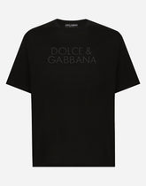 Cotton T-shirt with logo embroidery -  | Dolce &amp; Gabbana