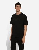 Cotton T-shirt with logo embroidery -  | Dolce &amp; Gabbana