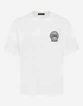 Cotton T-shirt with logo embroidery print -  | Dolce &amp; Gabbana