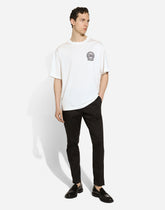 Cotton T-shirt with logo embroidery print -  | Dolce &amp; Gabbana