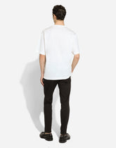 Cotton T-shirt with logo embroidery print -  | Dolce &amp; Gabbana