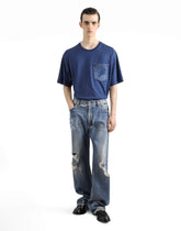 Cotton T-shirt with breast pocket and logo embroidery -  | Dolce &amp; Gabbana