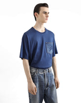 Cotton T-shirt with breast pocket and logo embroidery -  | Dolce &amp; Gabbana