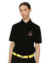 Cotton piqué polo-shirt with Hawaiian DG embroidery -  | Dolce &amp; Gabbana