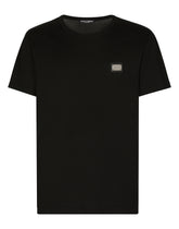 Cotton T-shirt with branded tag -  | Dolce &amp; Gabbana