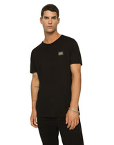 Cotton T-shirt with branded tag -  | Dolce &amp; Gabbana