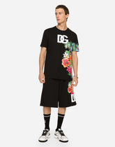 Cotton round-neck T-shirt with Hawaiian print -  | Dolce & Gabbana