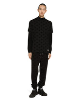 Cotton T-shirt with all-over flocked DG print -  | Dolce &amp; Gabbana