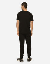 Cotton V-neck T-shirt with branded tag -  | Dolce &amp; Gabbana