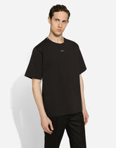 Cotton T-shirt with metal logo -  | Dolce &amp; Gabbana