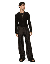 Long-sleeved granddad-neck T-shirt in washed fine-rib cotton -  | Dolce & Gabbana